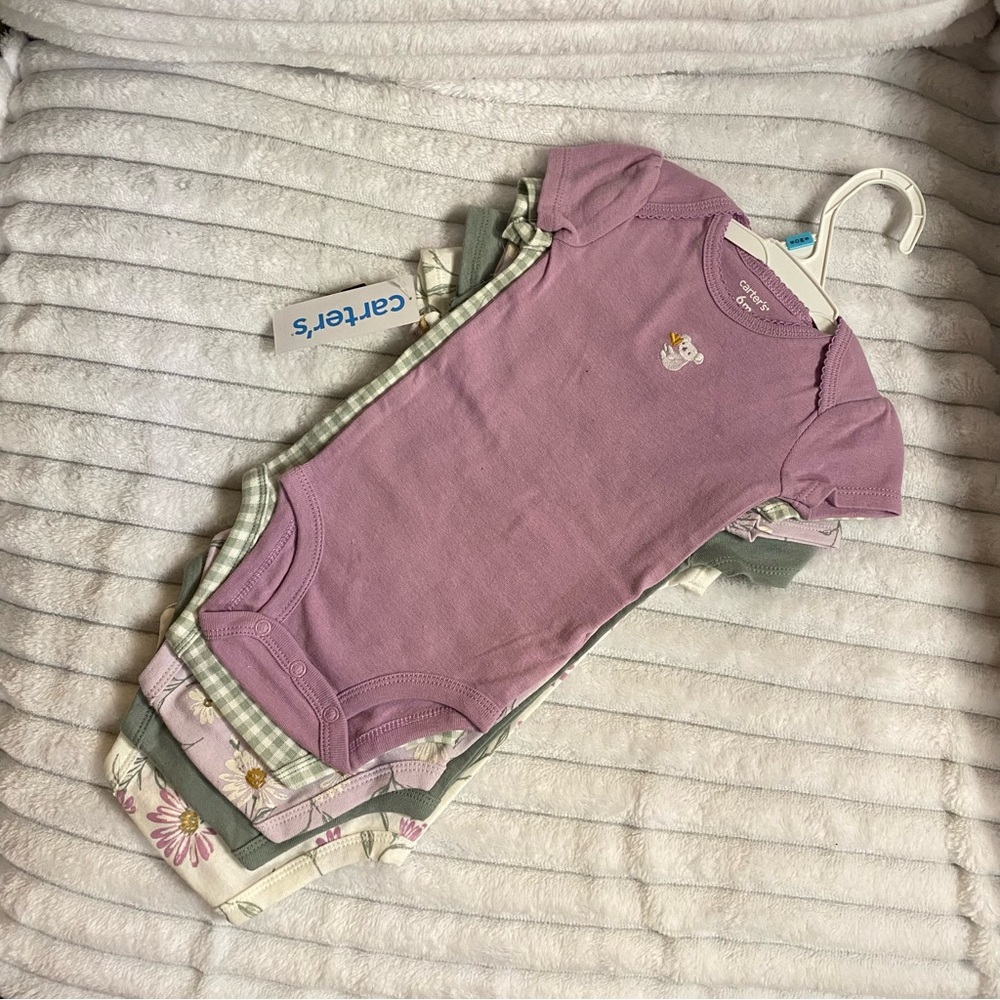Carter's Baby Girl Onesies Set with Floral Accents